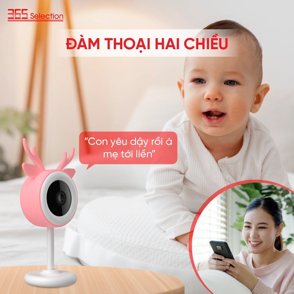 Tính năng đàm thoại 2 chiều cho phép bố mẹ giao tiếp trực tiếp với bé