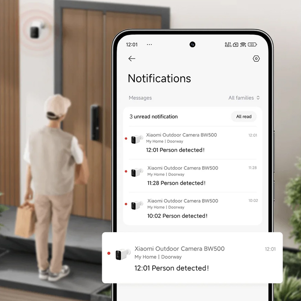 Chủ động gửi cảnh báo tới ứng dụng Xiaomi Outdoor Camera BW500 PRO EU