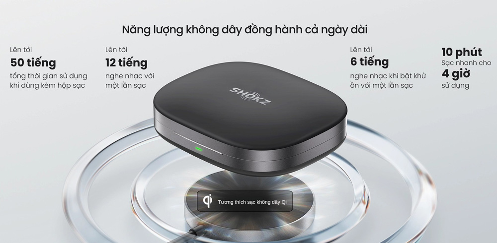Tai Nghe Không Dây Shokz OpenFit Pro T010 có thời lượng pin bền bỉ