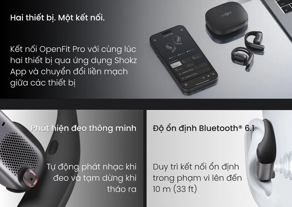 OpenFit Pro T010 hỗ trợ kết nối cùng lúc 2 thiết bị