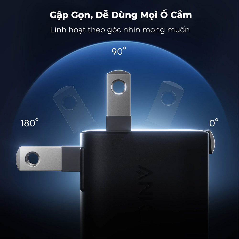 Chân gập 180° thuận tiện khi sử dụng ở nhiều vị trí ổ điện