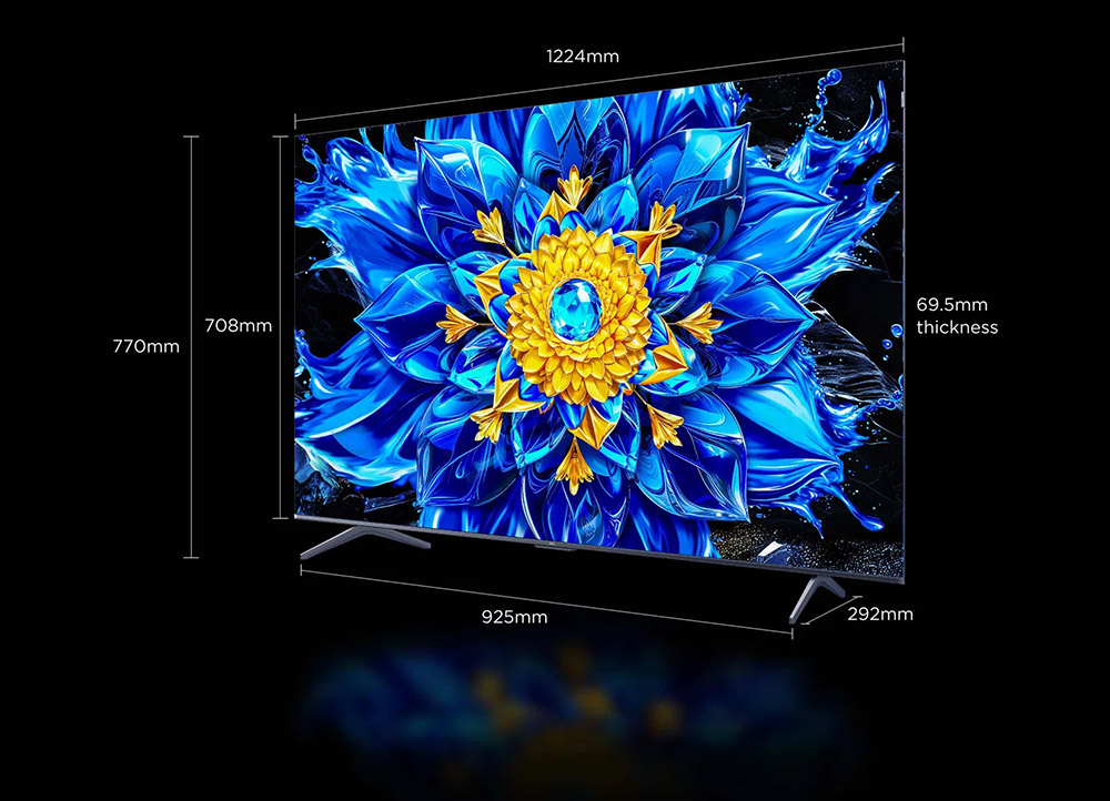 Kích thước tham khảo Tivi TCL QD-Mini LED 4K 55 Inch 55P8LS