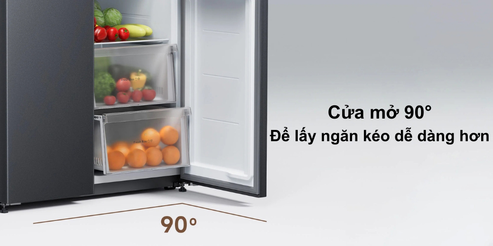 Cửa mở 90 độ dễ dàng lấy thực phẩm ở mọi vị trí