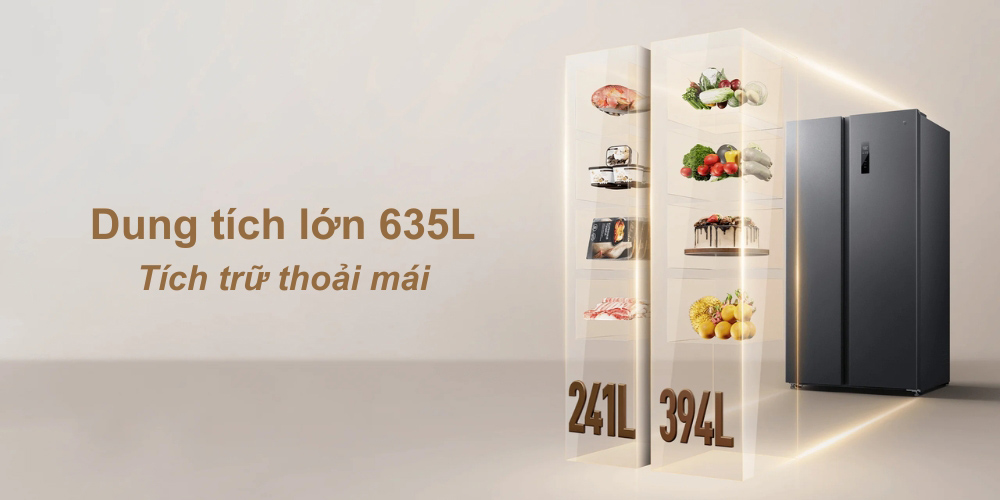 Tủ lạnh 635L MRS72HMPAVN lưu trữ thực phẩm cho cả tuần