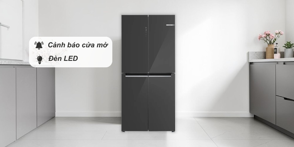 Tủ Lạnh Bosch KMC85LEEA tích hợp cảnh báo cửa mở cùng đèn LED