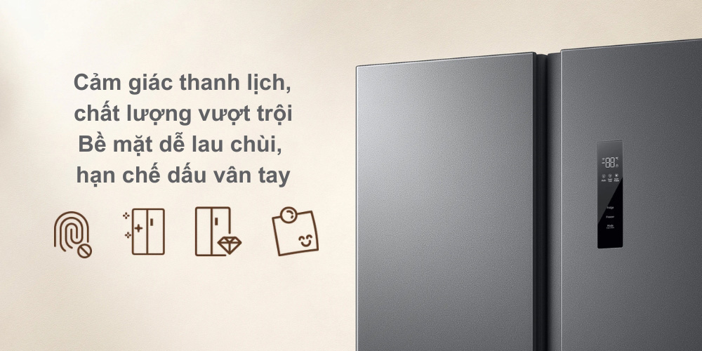 Tủ lạnh MRS72HMPAVN thiết kế cao cấp, bề mặt dễ lau chùi