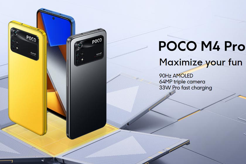 Màu sắc chủ đạo của POCO M4 Pro là đen, xanh và vàng