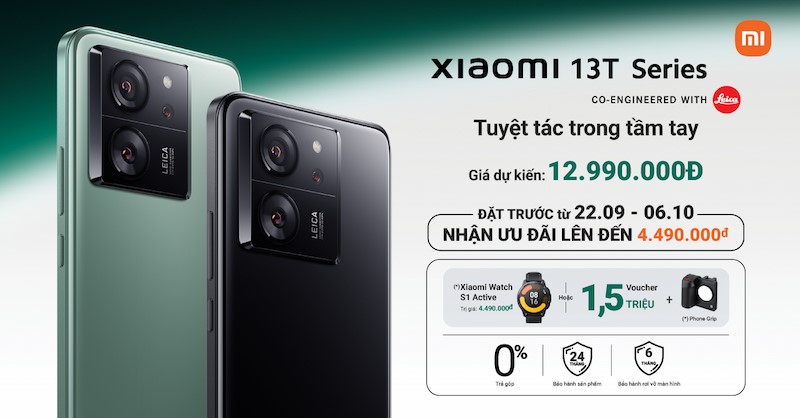 Đặt trước Xiaomi 13T nhận ngay ưu đãi hấp dẫn lên đến 4.490.000 đồng