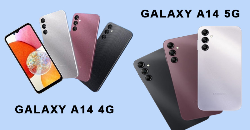 Các tùy chọn màu sắc của Galaxy A14 4G và Galaxy A14 5G