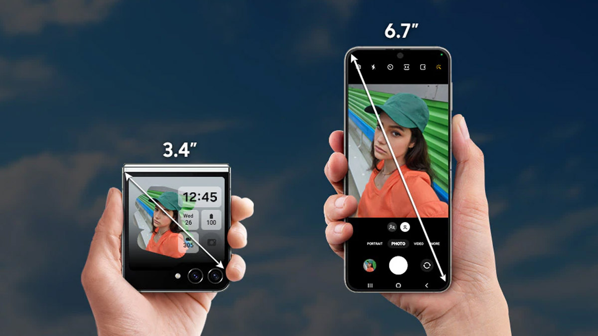 Kích thước màn hình chính và phụ của Samsung Galaxy Z Flip5