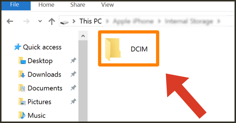 Tìm và chọn thư mục DCIM trên máy tính 