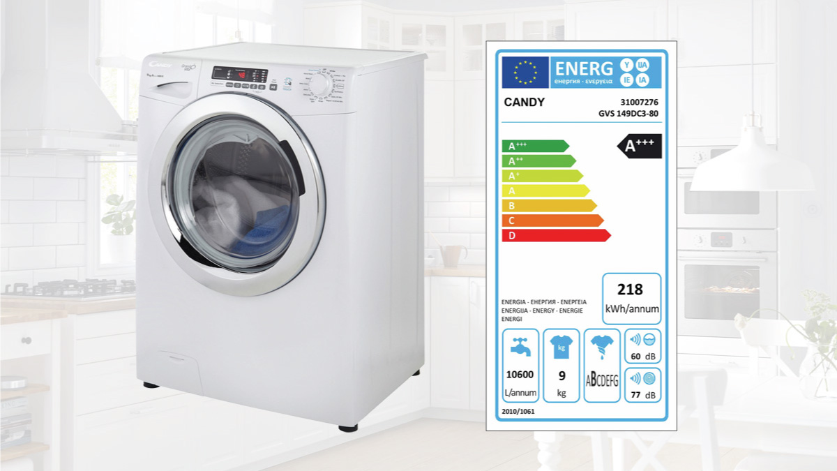 Máy giặt Candy luôn đạt mức tiêu chuẩn cao về khả năng tiết kiệm năng lượng
