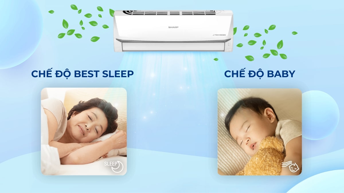 Chế độ Best Sleep và Baby được tích hợp trên máy lạnh Sharp Inverter