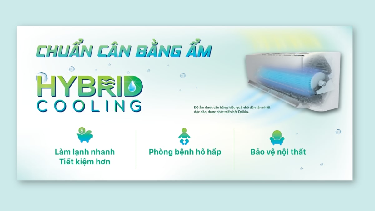 Công nghệ Hybrid Cooling giúp duy trì độ ẩm tối ưu trong phòng