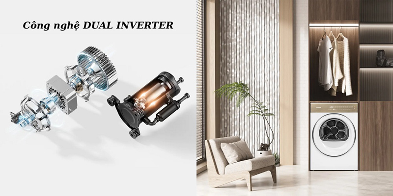 Công nghệ Dual Inverter trên máy sấy quần áo Toshiba