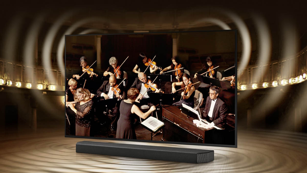 Tivi Samsung UA55AU8000 được tích hợp công nghệ Q-Symphony