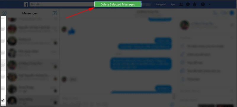 Bạn tích vào các cuộc hội thoại muốn xoá rồi nhấn “Delete Selected Messages” để hoàn tất.