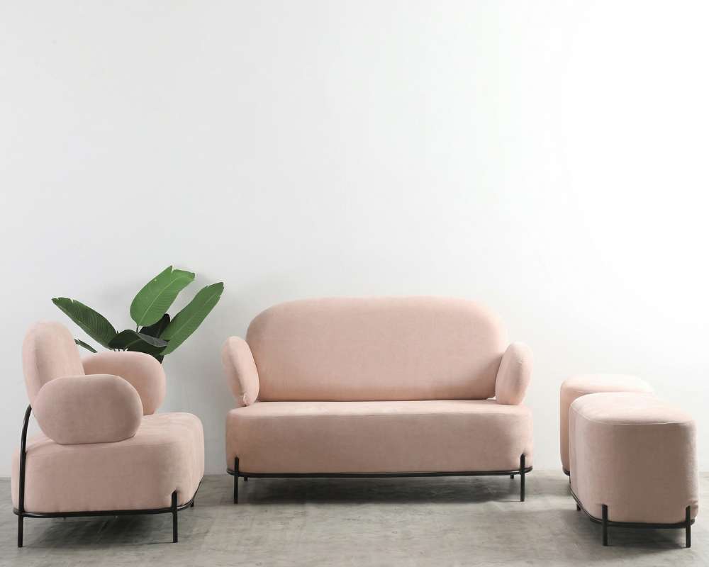 Bộ sofa phòng khách màu hồng hiện đại