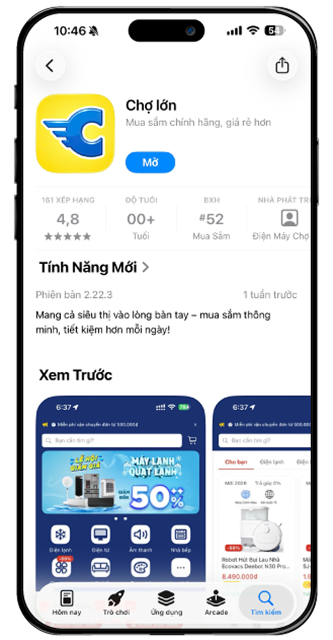 Bước 1: Tải ứng dụng Chợ Lớn từ App Store hoặc Google Play