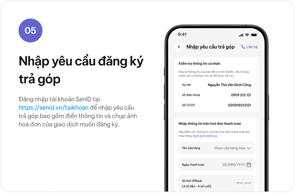 Bước 5 - Nhập yêu cầu trả góp