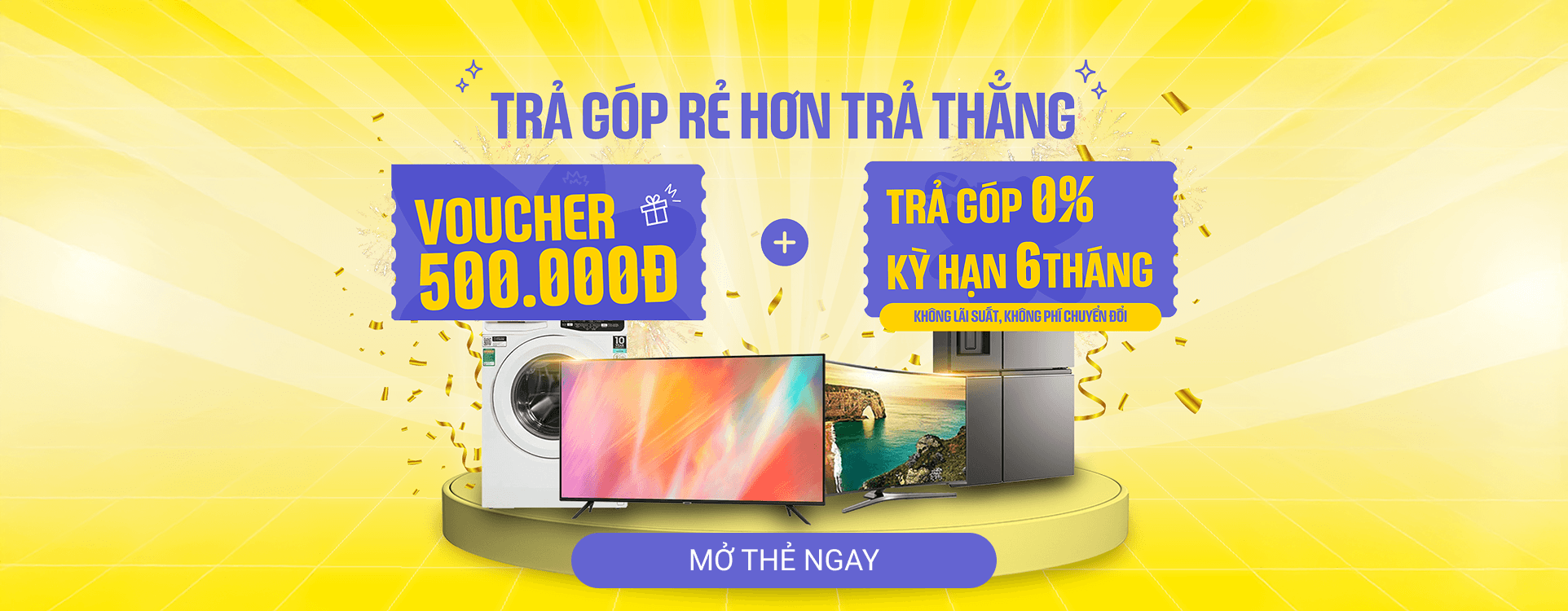 Mở thẻ VPBank nhận voucher 500.000đ và trả góp 0% kỳ hạn 6 tháng
