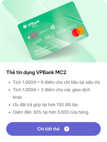 Thẻ tín dụng VPBank MC2