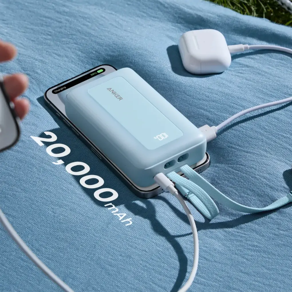 Pin sạc dự phòng Anker Zolo 20000mAh 45W 1A1C tích hợp 2 cáp Type-C A1681