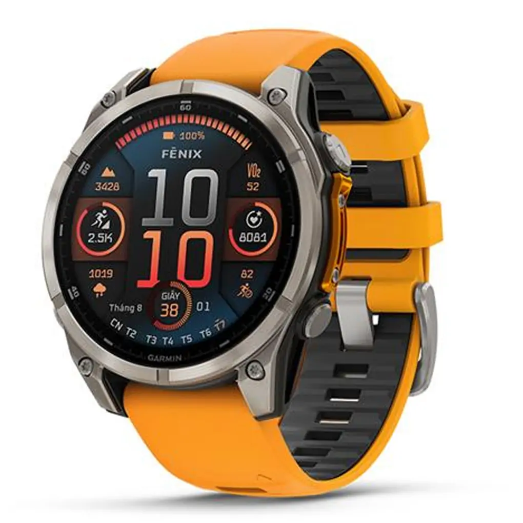 Garmin Fenix 8 Sapphire 47mm Viền Titanium Dây Silicone