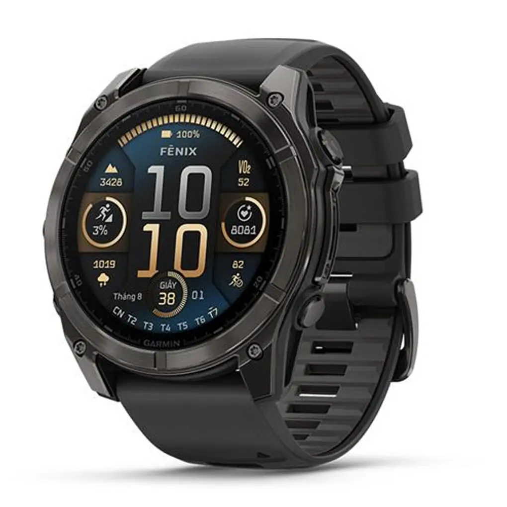 Garmin Fenix 8 Sapphire 51mm Viền Titanium Dây Silicone