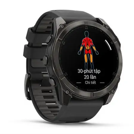 Garmin Fenix 8 Sapphire 51mm Viền Titanium Dây Silicone 1