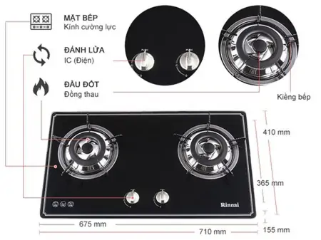 Bếp gas âm Rinnai RVB-2BG(B)N 3