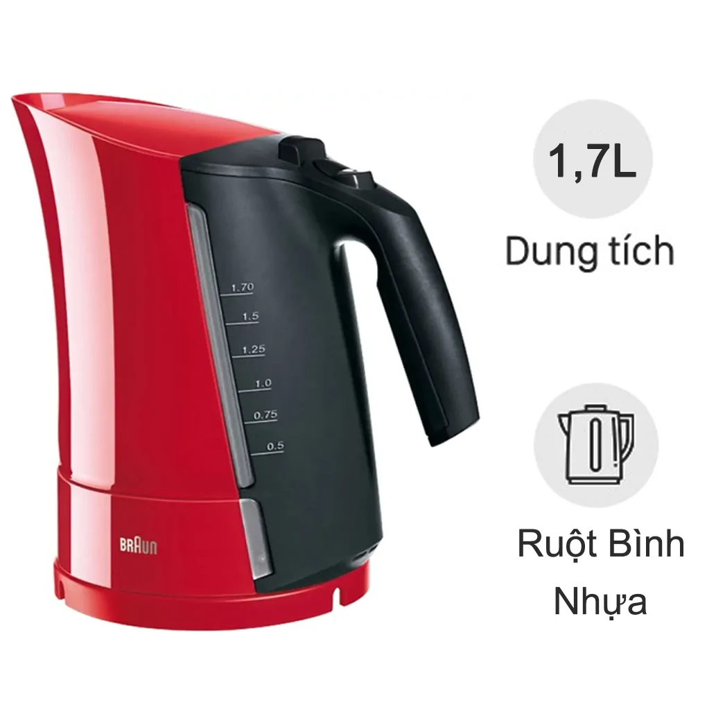 Bình đun siêu tốc 1.7 lít Braun WK300RD (Sản phẩm trưng bày)
