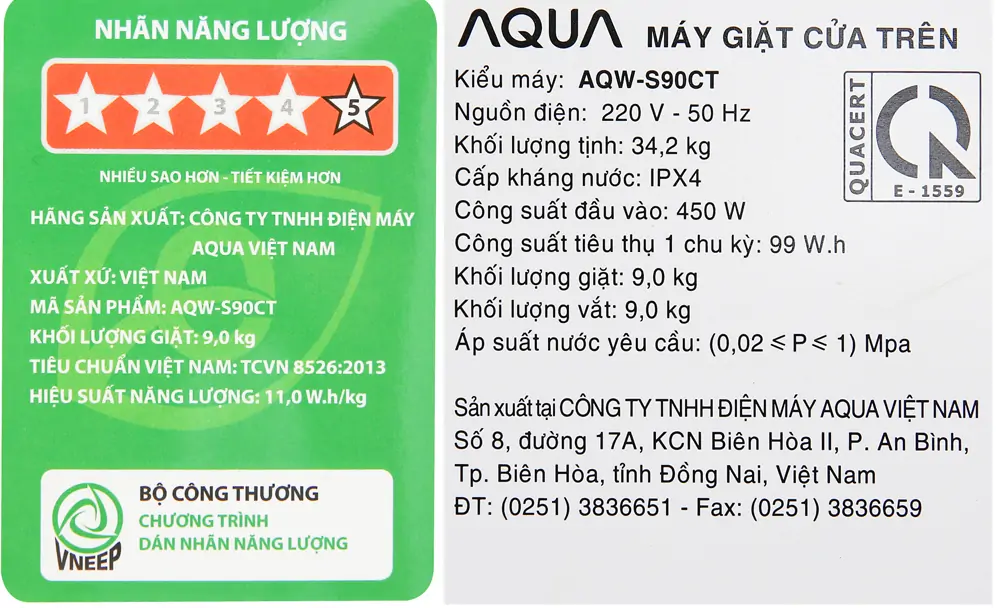 Máy Giặt Aqua 9 Kg AQW-S90FT (N) 3