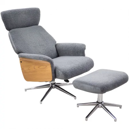 Ghế Thư Giãn + Đôn CX6255 Xám 1