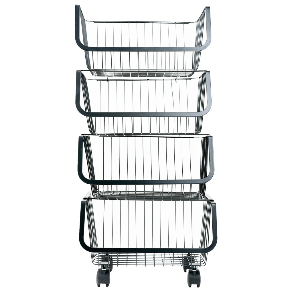 Bộ Rổ Kim Loại Có Bánh Xe 4 Tầng ECORS02A
