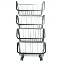Bộ Rổ Kim Loại Có Bánh Xe 4 Tầng ECORS02A
