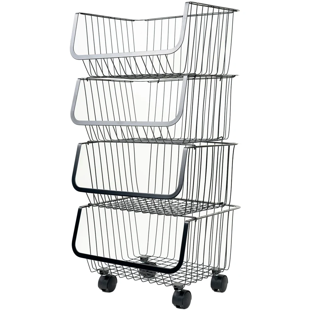 Bộ Rổ Kim Loại Có Bánh Xe 4 Tầng ECORS02A 4