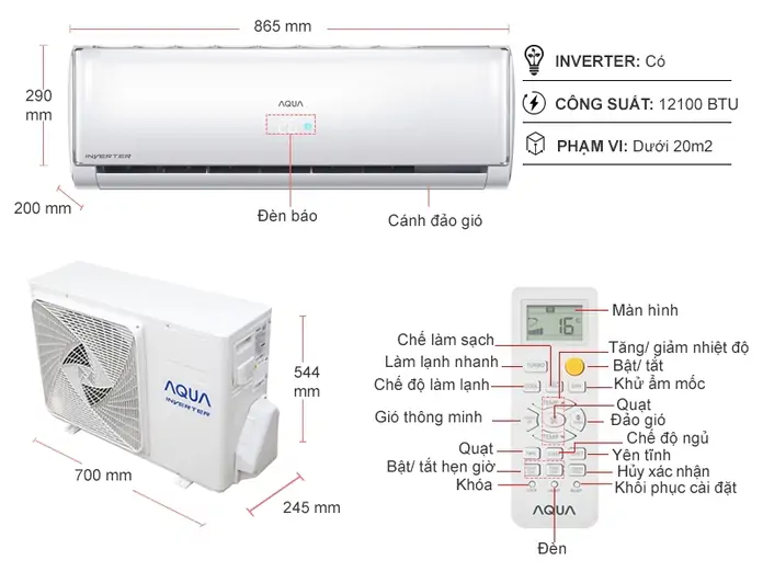 Máy lạnh Aqua Inverter 1.5 Hp AQA-KCRV13TH 1