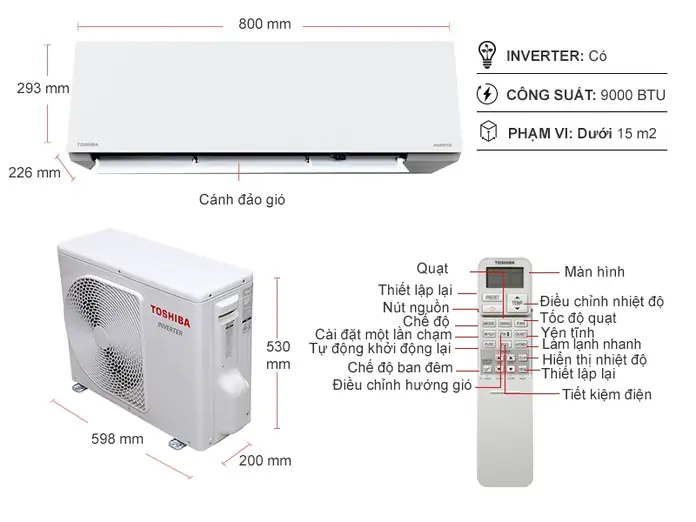 Máy lạnh Toshiba Inverter 1.5 Hp RAS-H13E2KCVG-V 4