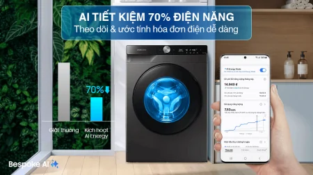 Máy Giặt Sấy Samsung Inverter AI 11/7 Kg WD11T734DBX/SV