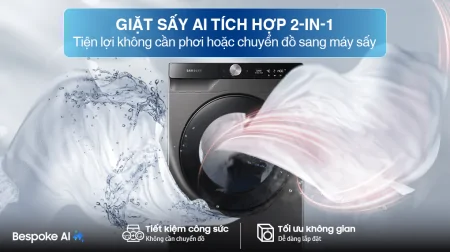 Máy Giặt Sấy Samsung Inverter AI 11/7 Kg WD11T734DBX/SV