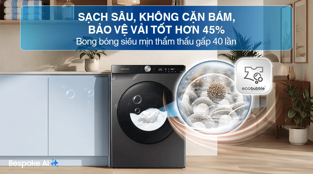 Máy Giặt Sấy Samsung Inverter AI 11/7 Kg WD11T734DBX/SV