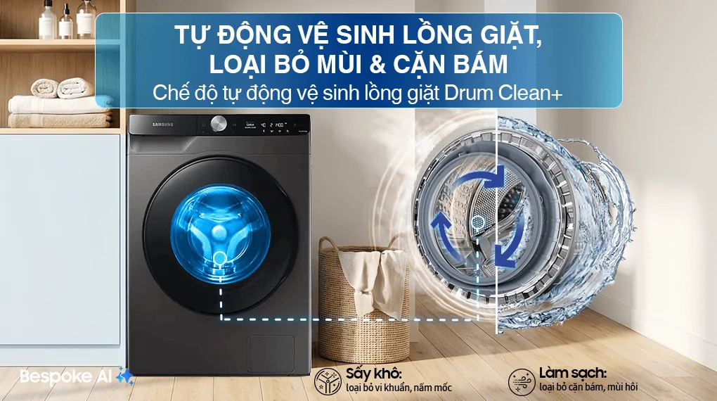 Máy Giặt Sấy Samsung Inverter AI 11/7 Kg WD11T734DBX/SV