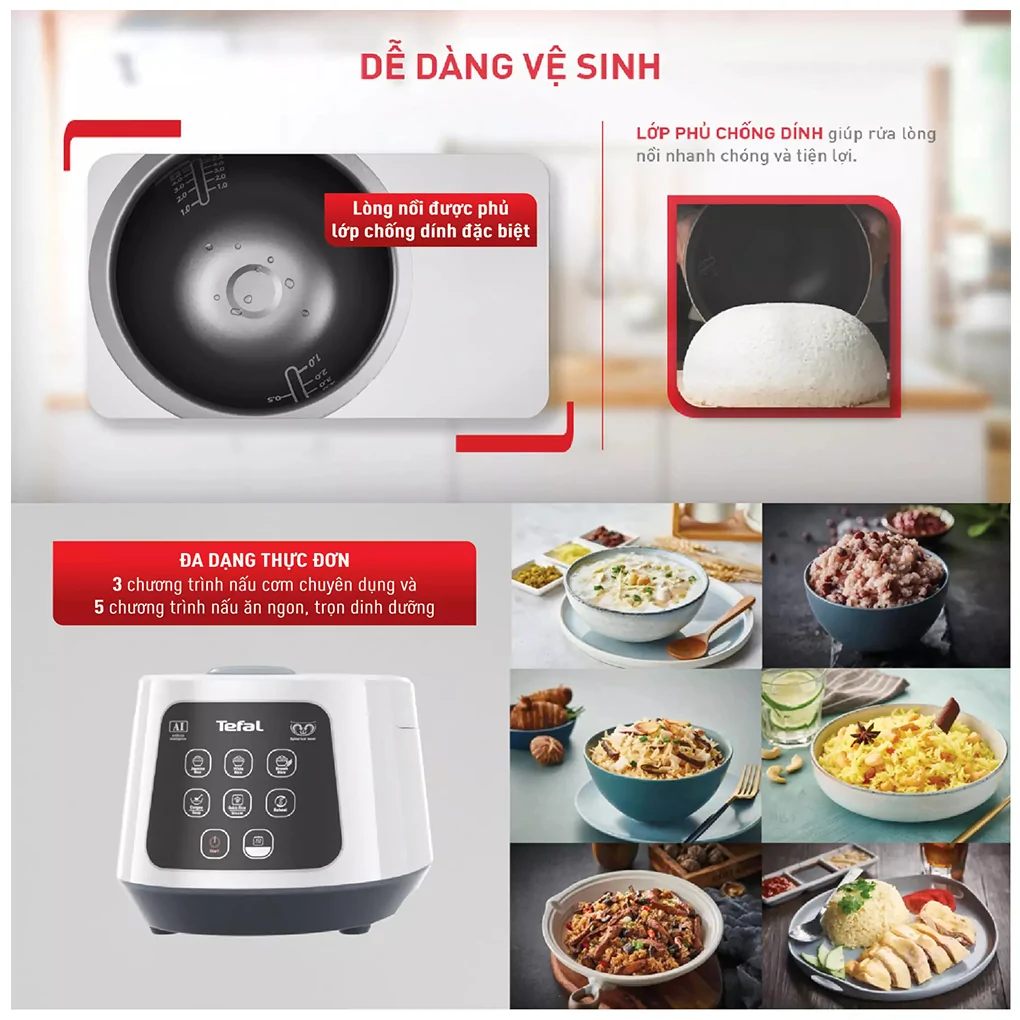 Nồi Cơm Điện Tử Tefal Easy Rice Compact RK730168 1 Lít 5