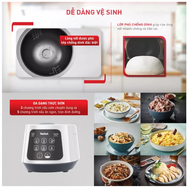 Nồi Cơm Điện Tử Tefal Easy Rice Compact RK730168 1 Lít