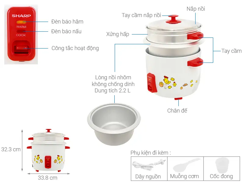 Nồi Cơm Điện Sharp KSH-D28SV-CH 2.2lít 0