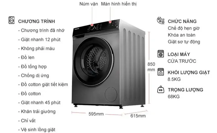 Máy Giặt Toshiba Inverter 8.5 Kg TW-BK95M4V (SK) 2