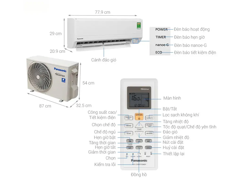 Máy lạnh Panasonic Inverter 1.5 Hp CU/CS-PU12WKH-8M 3