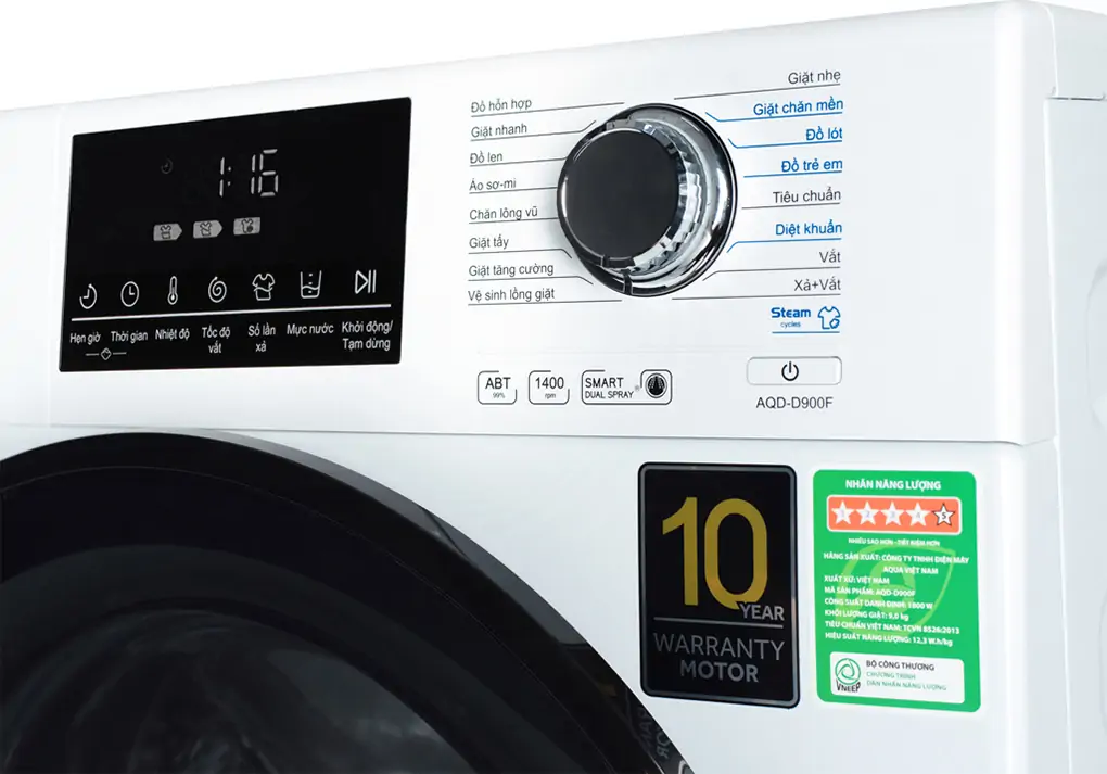 Máy Giặt Aqua Inverter 9 Kg AQD-D900F (W) (Sản phẩm trưng bày)