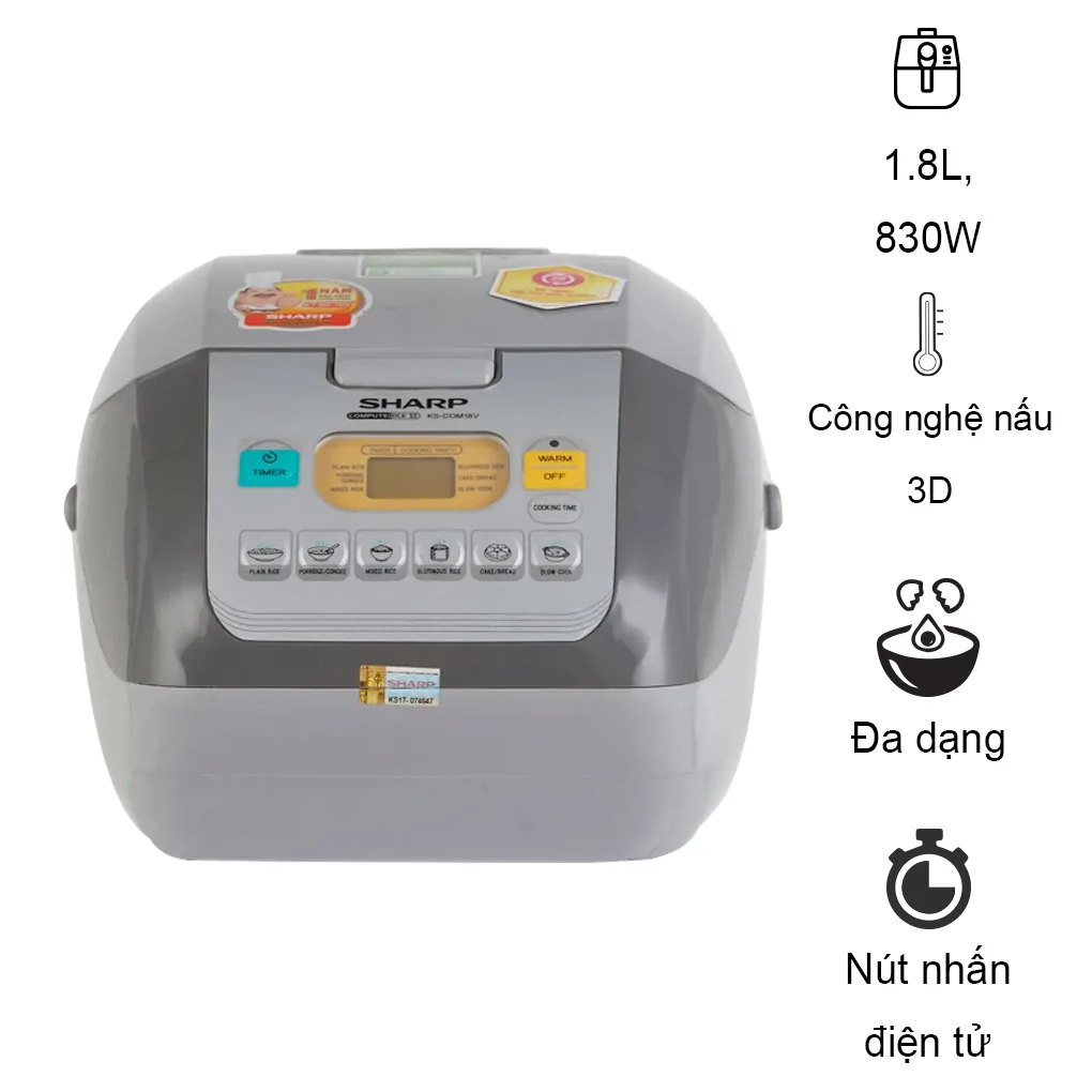 Nồi Cơm Điện Tử Sharp KS-COM18V 1.8 lít